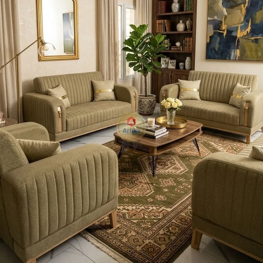 طقم كنب عصري بتصاميم خطية مضلعة