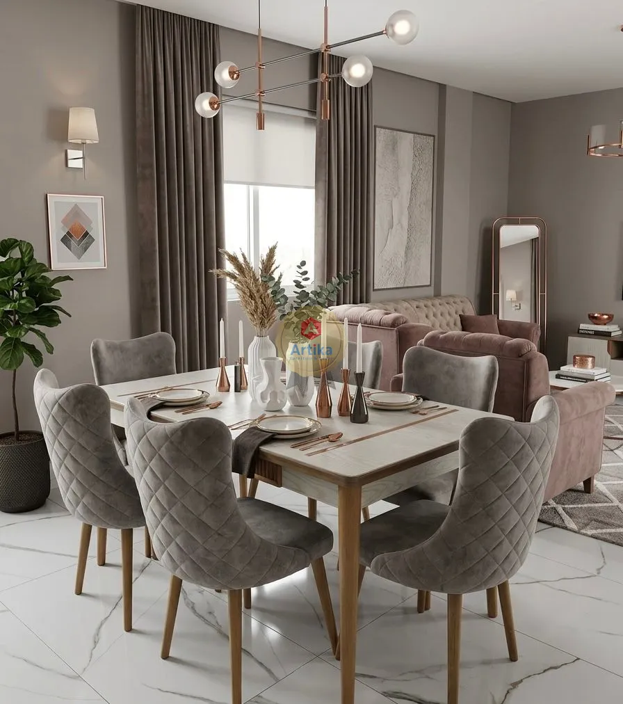 سحر الألوان الدافئة, غرفة طعام بلمسة راقية