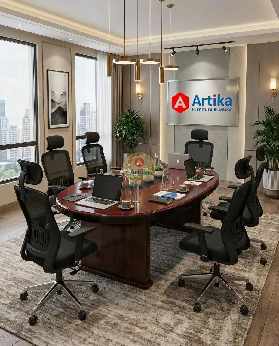 طاولة اجتماعات "بيضوية" فاخرة من خشب